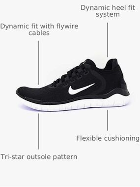 Nike Free Run 2018 B/W Lightweight Sneakers Women’s size 6 Lightweight